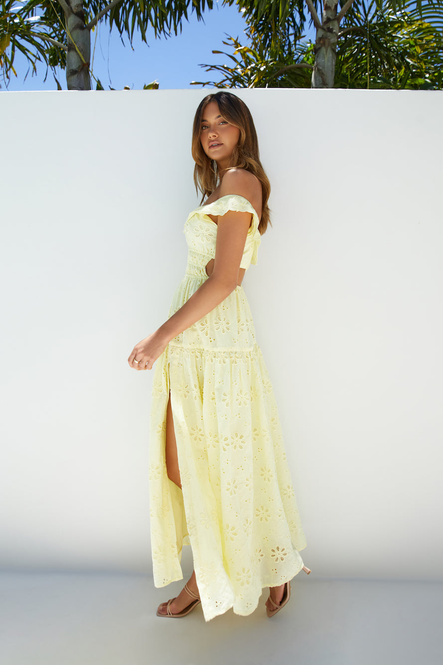 Lemon Blossom Maxi Dress Yellow