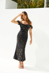 Golden Twilight Midi Dress Black