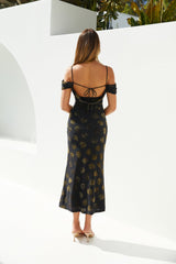 Golden Twilight Midi Dress Black