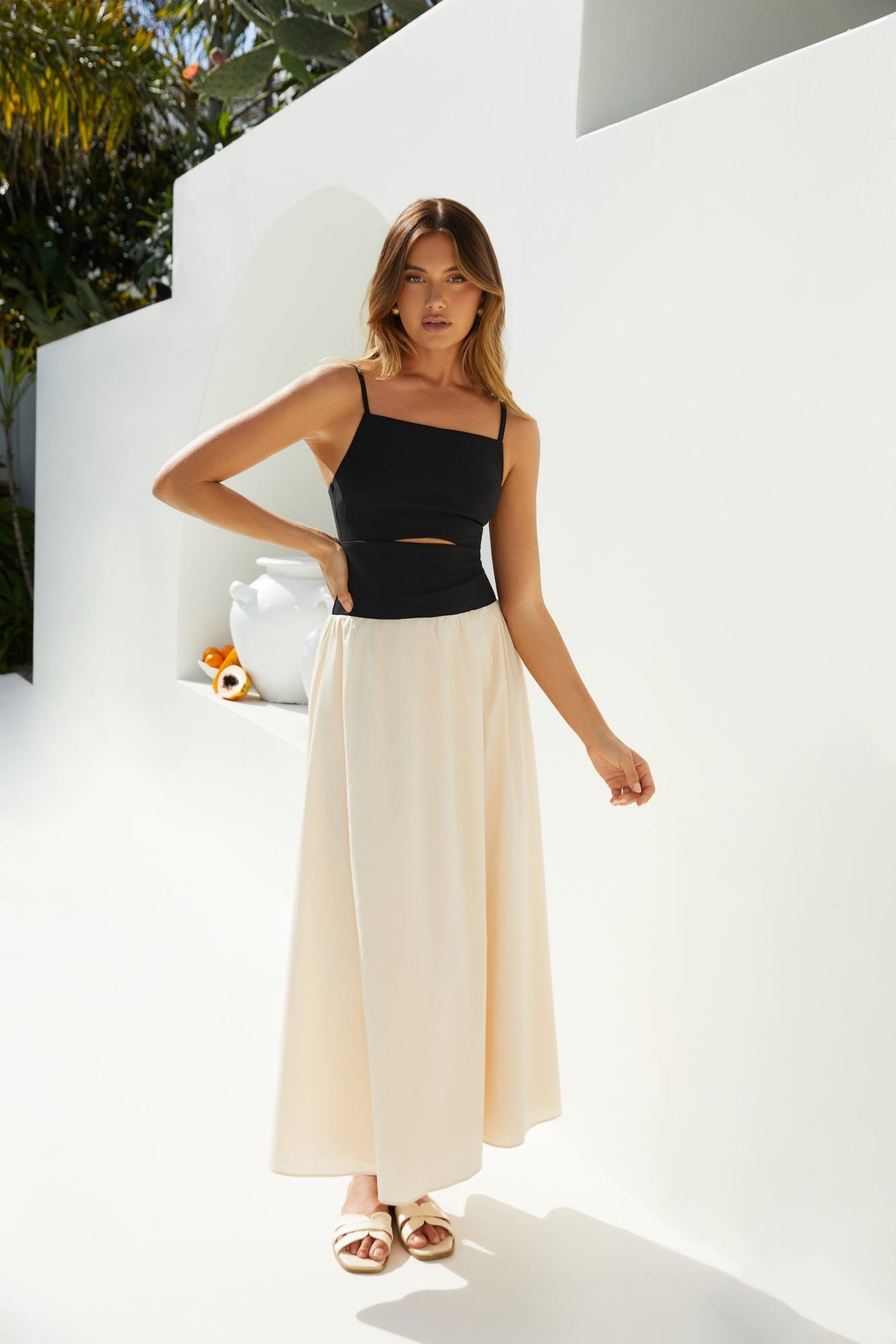 Pippa Maxi Dress Cream Black