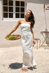 Hidden Oasis Linen Maxi Skirt White