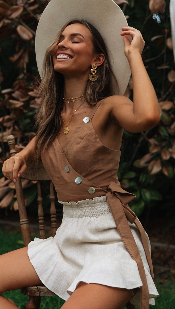 Coffee Studded Bowtie Crop Top