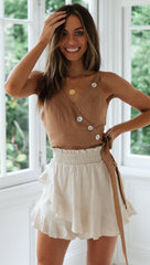 Coffee Studded Bowtie Crop Top