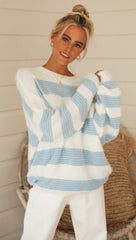 Baby Blue Striped Knit Sweater