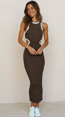 Coffee Cutout Bodycon Knit Dress