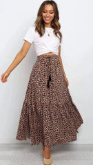 Brown Leopard Print Maxi Skirts