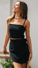 Black Cami Top and Skirt Sets