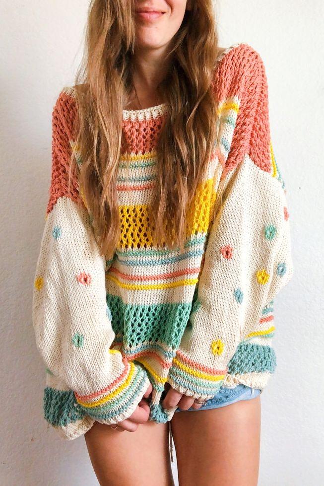 Daisy Crochet Knit Sweater