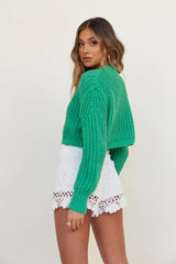 Green Ribbed Knit Sweater