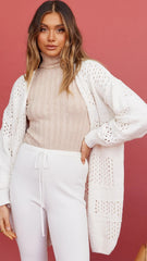 White Crochet Knit Cardigan