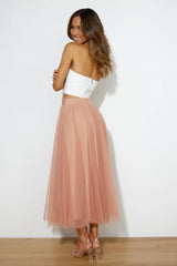 Coral Tulle Midi Skirts