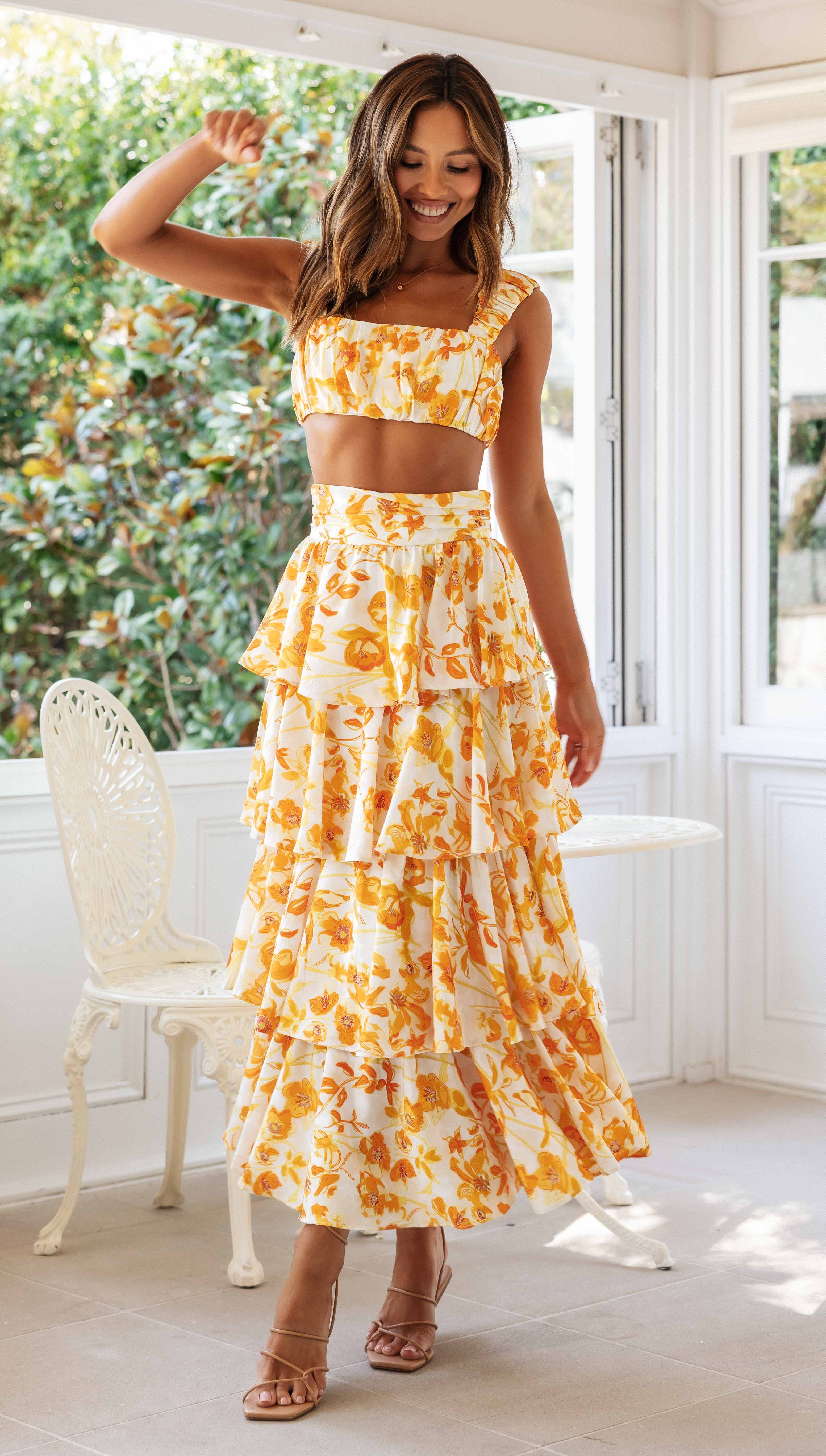 Amalfi Maxi Skirt (Tangerine)