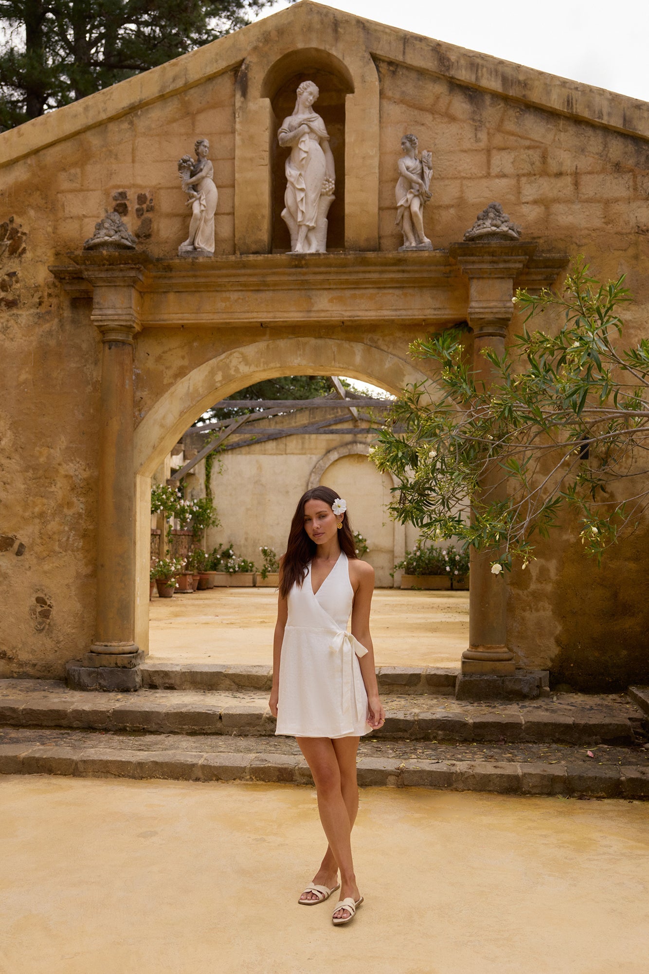 Lucia 100% Linen Mini Dress White