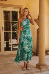 Tropic Haze One-Shoulder Maxi Dress Green