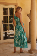 Tropic Haze One-Shoulder Maxi Dress Green