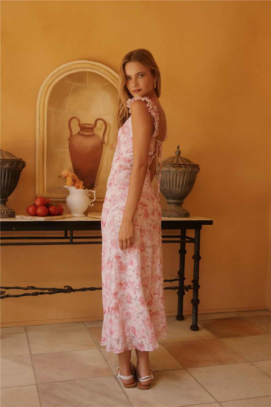 Rose Petal Reverie Midi Dress Pink