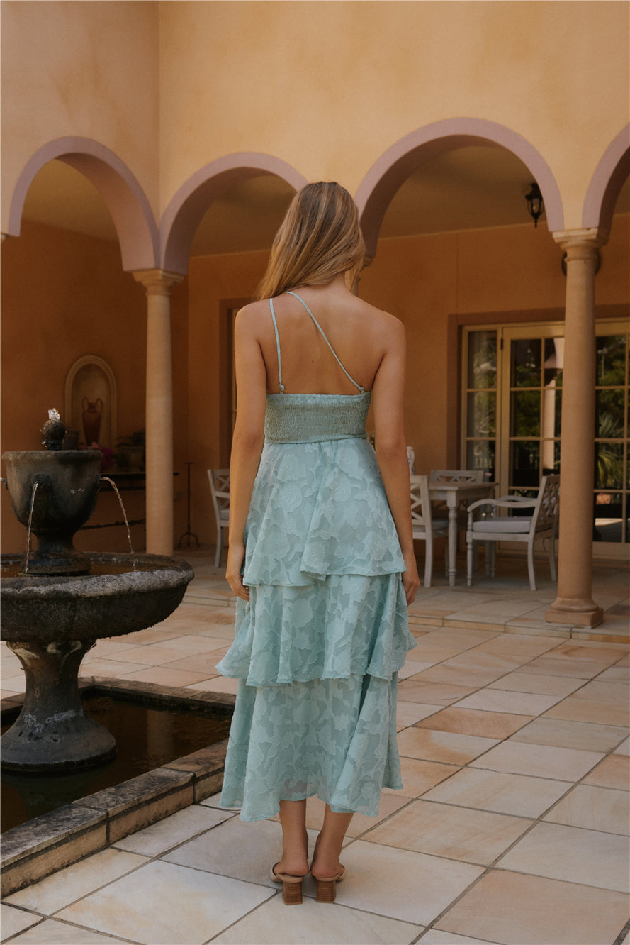 Ocean Nights One-Shoulder Maxi Dress Sage