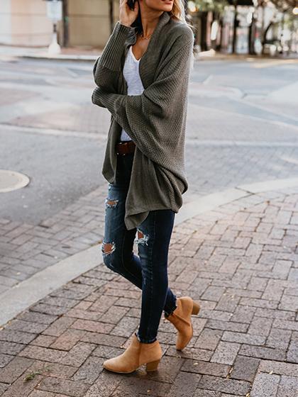 Army Green Oversize Casual Cardigan