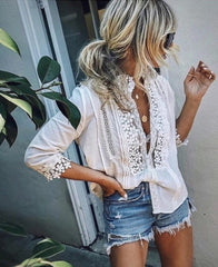 White Crochet Lace Blouse