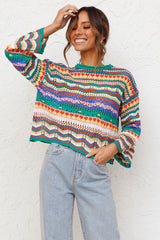 Colorful Rainbow Knit Sweater