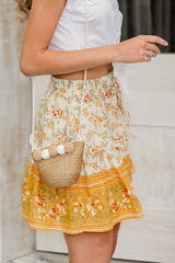 Delicate Orange Floral Withdraw Mini Skirt