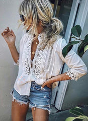 White Crochet Lace Blouse