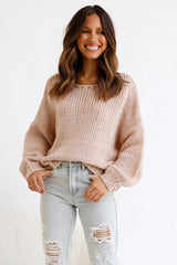 Pink Batwing Sleeves Knit Sweater