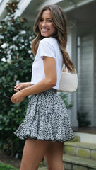 Navy Floral Mini Skirt