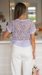 Purple Crochet Knit Crop Top