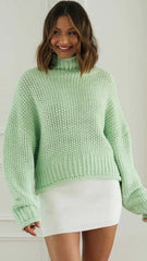 Mint Green Textured Knit Sweater