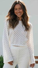 Beige Crochet Knit Top