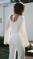 Beige Crochet Knit Top