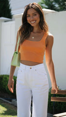 Orange Knit Crop Top