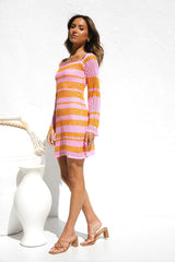 Colorblocked Stripe Knit Mini Dress