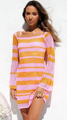 Colorblocked Stripe Knit Mini Dress