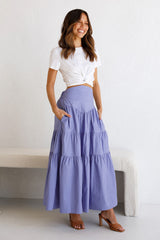 Purple Pleated Maxi Skirts