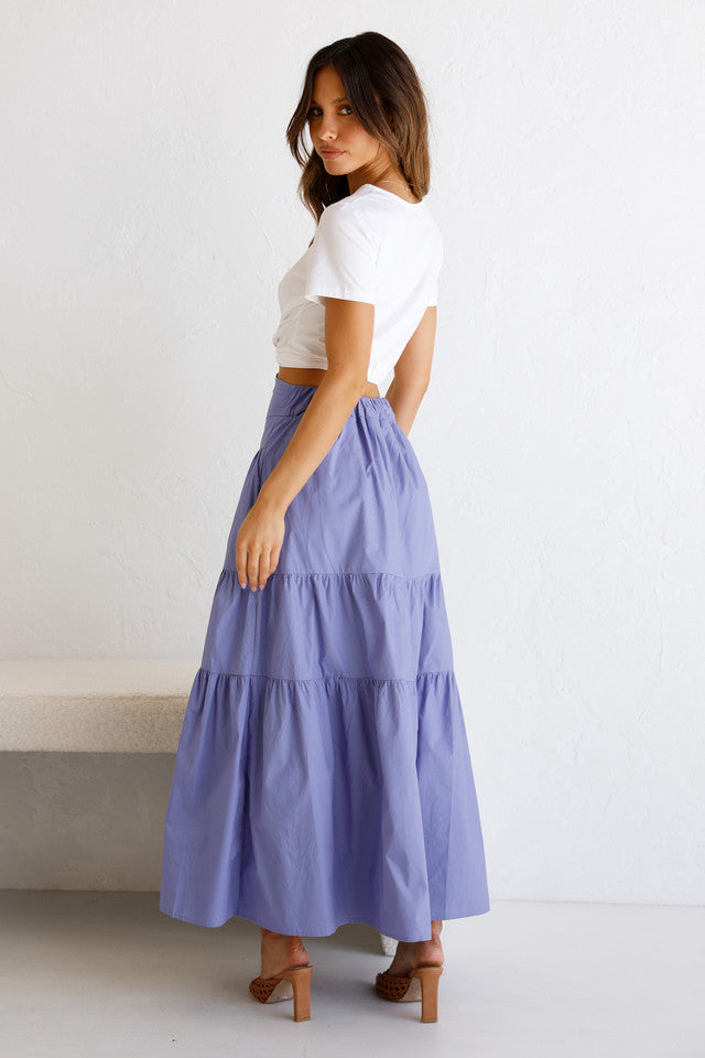 Purple Pleated Maxi Skirts