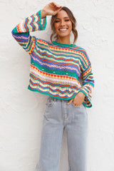 Colorful Rainbow Knit Sweater