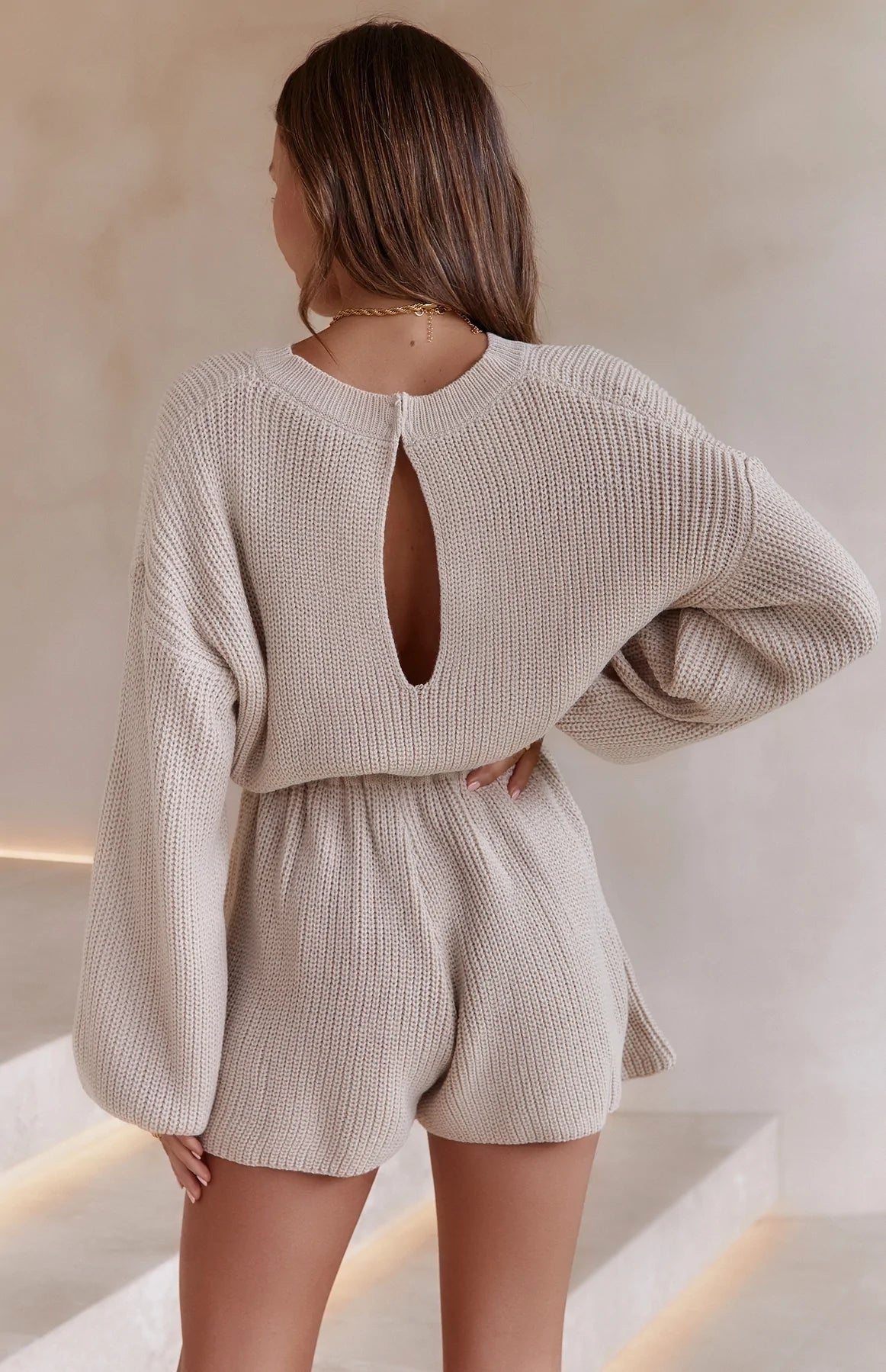 Oatmeal Withdraw Knit Romper