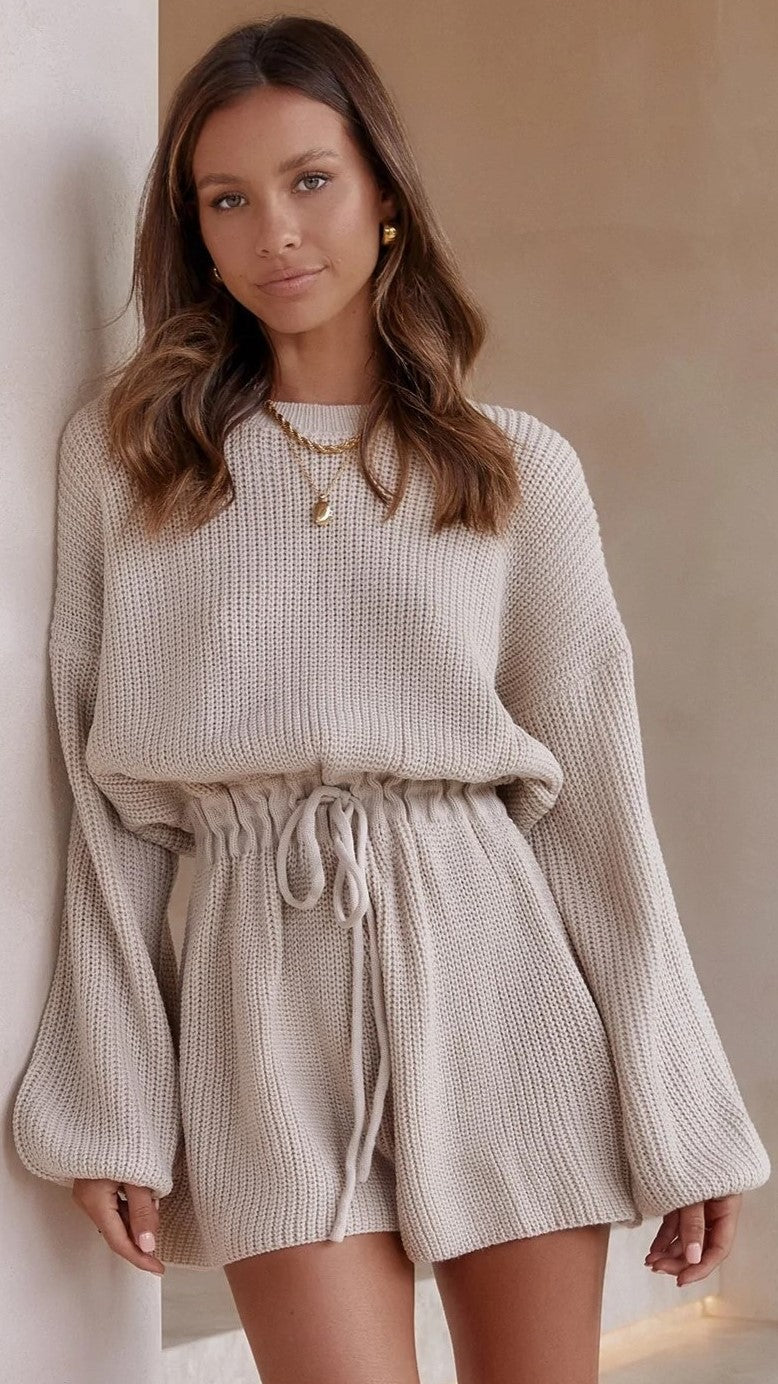 Oatmeal Withdraw Knit Romper