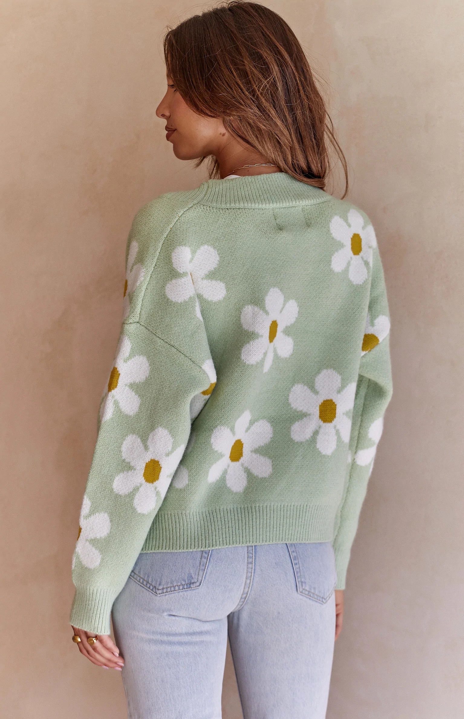 Sweet Green Floral Cardigan Sweater