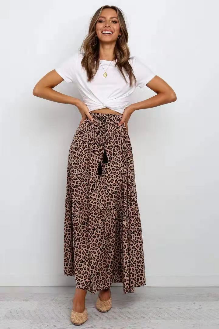 Brown Leopard Print Maxi Skirts