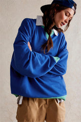 Royal Blue Contrast Edge Sweatshirt