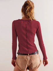 Burgundy Ribbed Knit Top