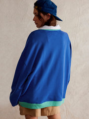 Royal Blue Contrast Edge Sweatshirt