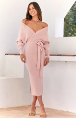 Blush Knit Surplice Sweater Dress