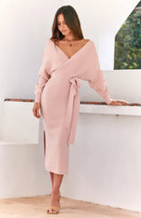 Blush Knit Surplice Sweater Dress