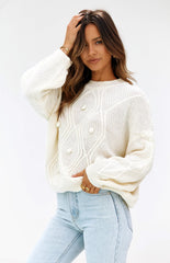 Cream Cable Knit Sweater