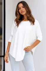 White Batwing Knit Top