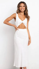 White Cutout Knit Bodycon Dress